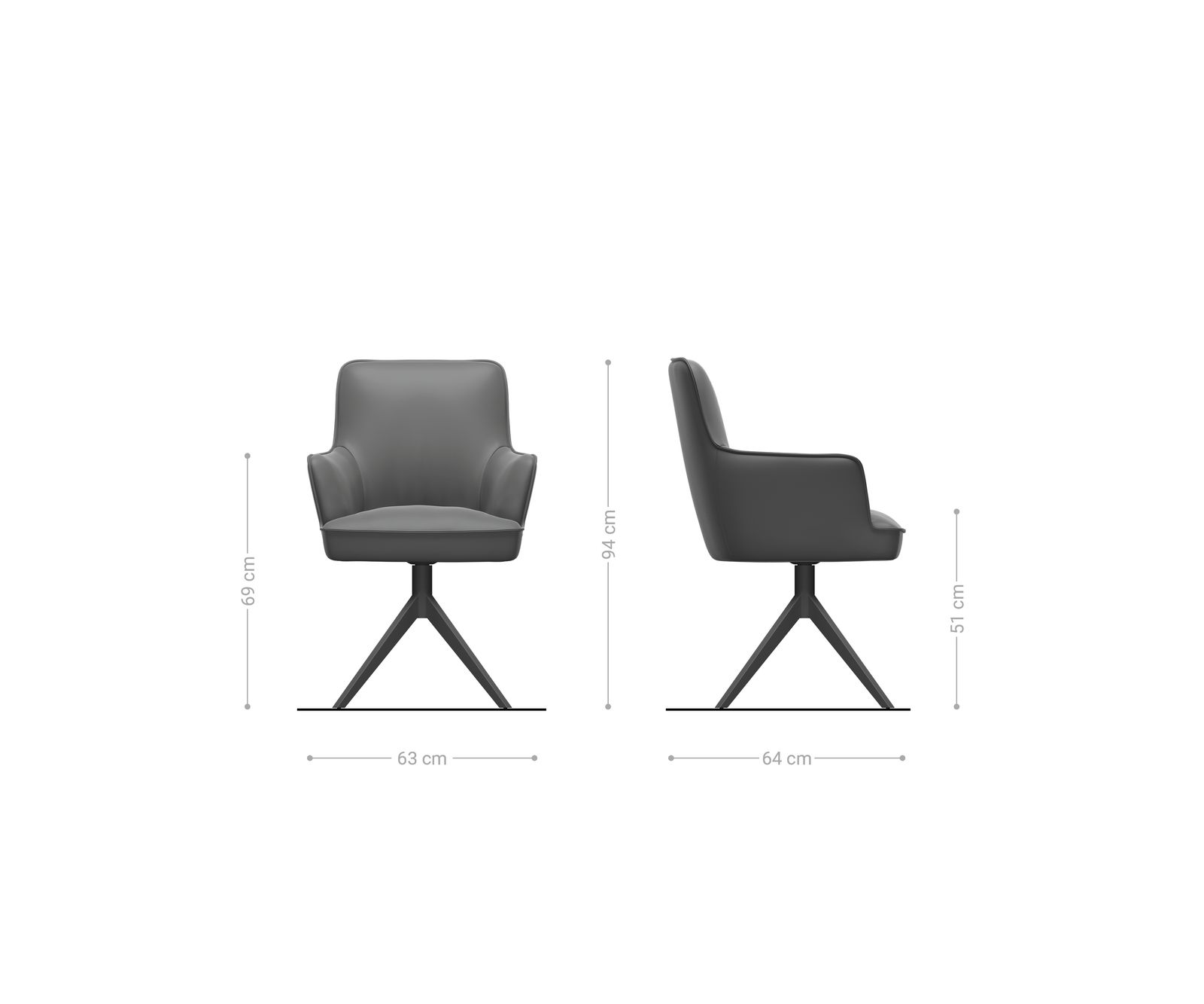 Chaise-pivotante Heira-Flex avec accoudoirs tissu mixte couleur boue pied croisé large noir pivotement sur 360° ressorts ensachés 6
